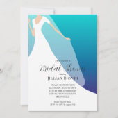 Invitation Élégant Gown sur Fête des mariées bleue (Devant)