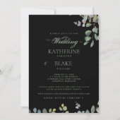 Invitation Élégant Grace Black Eucalyptus Mariage de site Web (Devant)