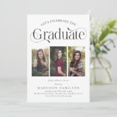 Invitation Élégant Graduate 3 photo collage de la fête de gra (Debout devant)