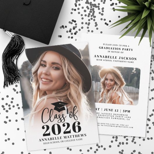 Invitation Elegant Graduate Photo Graduation Party