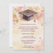 Invitation Elegant Graduation Cap 5-Photo Collage Floral (Dos)