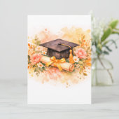 Invitation Elegant Graduation Cap with Floral Design (Debout devant)