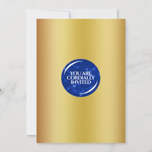 Invitation Élégant Graduation Monogramme Bleu Marbre Or Huile (Dos)