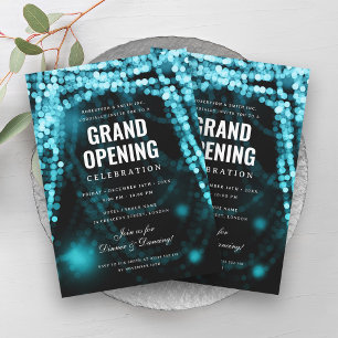 Invitation Élégant Grand Ouverture Affaires Lumières Turquois
