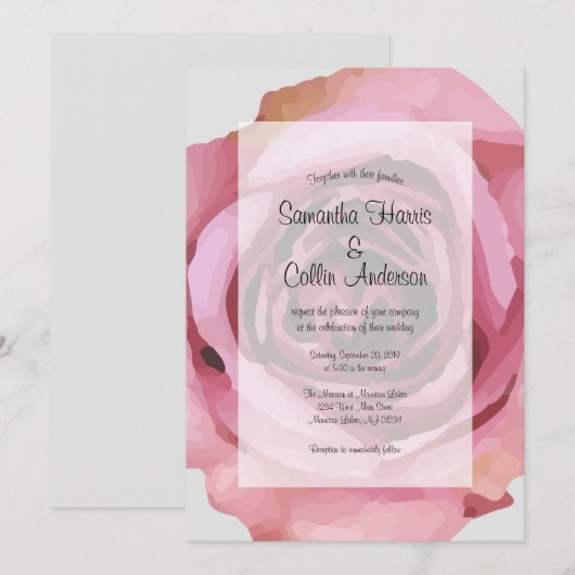 Invitation Élégant grand Rose de printemps violet Mariage (Devant / Derrière)