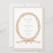 Invitation Elegant Grapevine Wreath Burlap Bow Wedding (Devant)