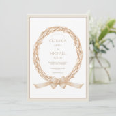 Invitation Elegant Grapevine Wreath Burlap Bow Wedding (Debout devant)