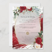 Invitation Élégant Gras Crimson Floral et Paint Stroke (Devant)