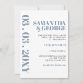 Invitation Élégant Gras Dusty Bleu Mariage moderne (Devant)