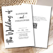 Invitation Élégant Gras Script noir blanc Mariage formel
