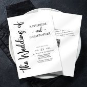 Invitation Élégant Gras Script noir blanc Mariage formel