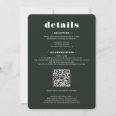 Invitation Élégant Gras simple blanc profond vert mariage pho (Dos)