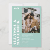 Invitation Élégant Gras simple bleu turquoise mariage photo (Devant)