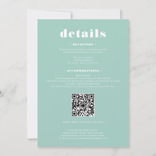 Invitation Élégant Gras simple bleu turquoise mariage photo (Dos)