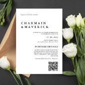Invitation Élégant Gras Typo Photo QR Code Mariage