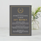 Invitation Elegant Gray 50 Year Class Reunion Laurel Wreath (Debout devant)