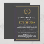 Invitation Elegant Gray 50 Year Class Reunion Laurel Wreath (Devant / Derrière)