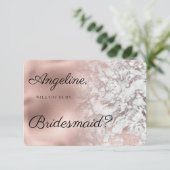 Invitation Elegant gray white rose gold marble Bridesmaid (Debout devant)