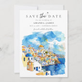 Invitation Elégant Grèce Destination Mariage Enregistrer la d (Devant)