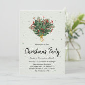 Invitation Elegant Green and Red Botanical Christmas Party (Debout devant)