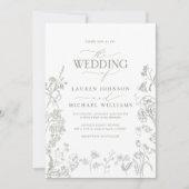 Invitation Élégant Green Chinoiserie Floral Photo Mariage (Devant)