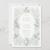 Invitation Elegant Green Chinoiserie Nature & Birds Wedding (Devant)