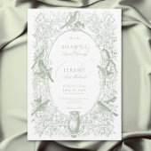 Invitation Elegant Green Chinoiserie Nature & Birds Wedding