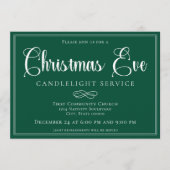 Invitation Elegant Green Christmas Eve Candlelight Service (Devant)