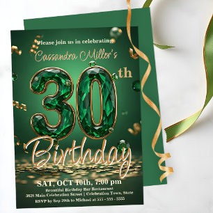 Invitation Elégant Green et Gold 30e anniversaire