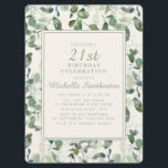 Invitation Elégant Green Eucalyptus Feuilles 21e anniversaire<br><div class="desc">Elégant et élégant feuille vert eucalyptus sur l'invitation de la fête du 21ème anniversaire crème pour les femmes.</div>
