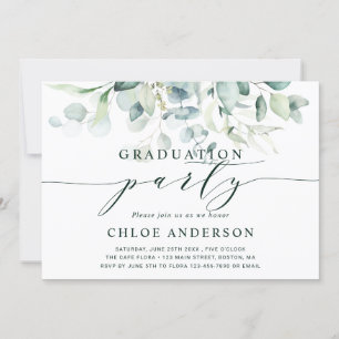 Invitation Élégant Green Foliage Graduage Party Photo