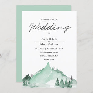 Invitation Elégant Green Forest Mountains Simple Mariage