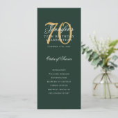 Invitation Elégant Green Gold 70th Birthday Program Menu (Debout devant)