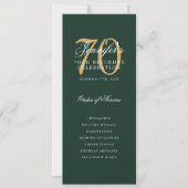 Invitation Elégant Green Gold 70th Birthday Program Menu (Devant)