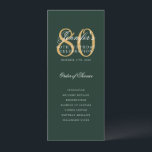 Invitation Elégant Green Gold 80th Birthday Program Menu<br><div class="desc">Design élégant "Programme de fête d'anniversaire" avec une typographie de script sophistiquée avec du texte personnalisé.</div>