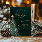 Invitation Elegant Green Gold Christmas Party 