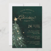 Invitation Elegant Green Gold Christmas Party  (Devant)