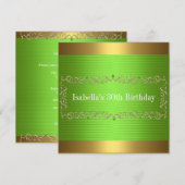 Invitation Elegant Green & Gold Jewel Anniversaire (Devant / Derrière)
