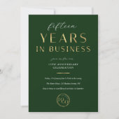 Invitation Elegant Green & Gold Logo Business Anniversary (Devant)