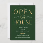 Invitation Elegant Green & Gold Logo Business Open House (Devant)