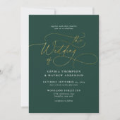 Invitation Elégant Green Gold QR Code Tout en un Mariage (Devant)
