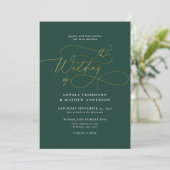Invitation Elégant Green Gold QR Code Tout en un Mariage (Debout devant)