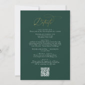 Invitation Elégant Green Gold QR Code Tout en un Mariage (Dos)