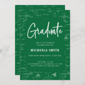 Invitation Elegant Green Graduate Math Graduation (Devant / Derrière)