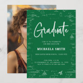 Invitation Elegant Green Graduate Math Photo Graduation (Devant / Derrière)