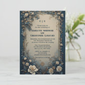 Invitation Elegant Green Luxurious White Roses Floral Wedding (Debout devant)