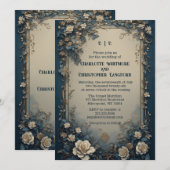 Invitation Elegant Green Luxurious White Roses Floral Wedding (Devant / Derrière)