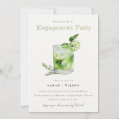 Invitation Élégant Green Margarita Cocktail Fiançailles (Devant)