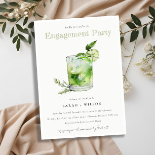 Invitation Élégant Green Margarita Cocktail Fiançailles