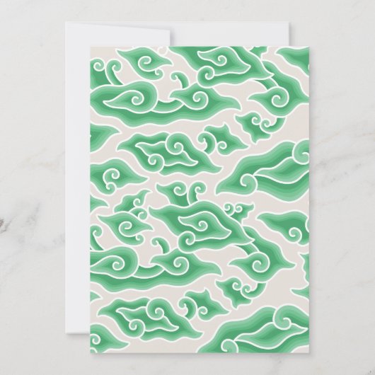 Invitation Élégant Green Ocean Waves Monogram Mariage (Dos)